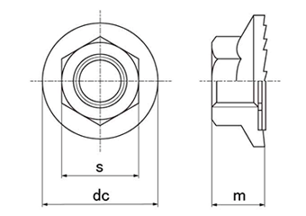 チタン製 フランジナット セレート付きの寸法図
