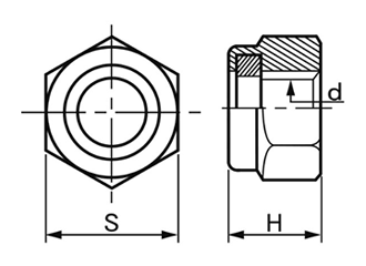 鋼 SCM435(クロモリ) ナイロンナット(1種)(ロックファスナー製)の寸法図