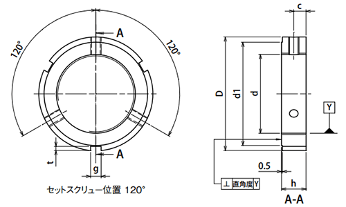 SCM435 精密ロックナット(ZMT・超精密用途)の寸法図