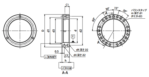 SCM435 精密ロックナット(ZMN・超々精密用途)の寸法図