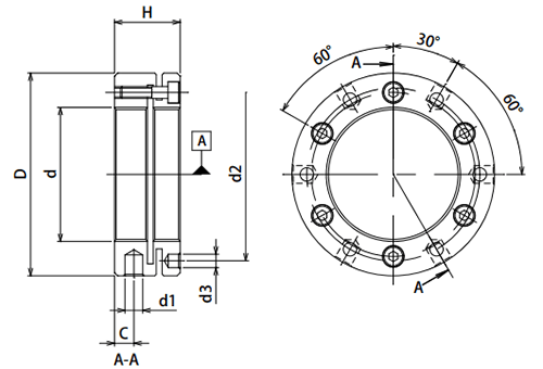 SCM435 精密ロックナット(FAN)の寸法図