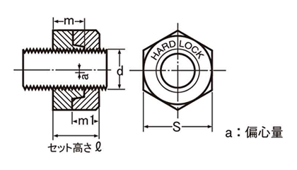 鋼 SCM435(クロモリ) ハードロックナット (セミ薄型)(細目)の寸法図