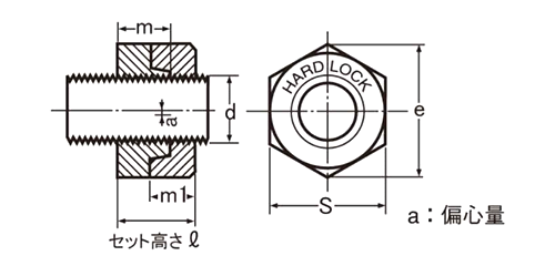 鋼 SCM435(クロモリ) ハードロックナット (薄型)(H-3)の寸法図