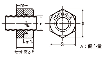 ステンレス SUS316 ハードロックナットの寸法図