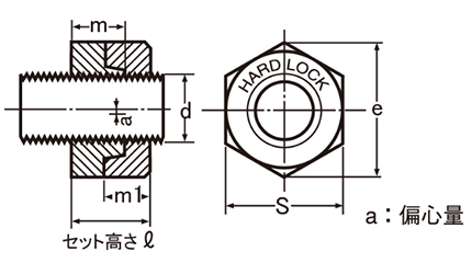 ステンレス SUS316 ハードロックナット (セミ薄型)(H-2)の寸法図