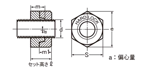 ステンレス SUS316 ハードロックナット (薄型)(H-3)の寸法図