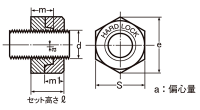 ステンレス SUS316L(A4) ハードロックナットの寸法図