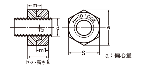 ステンレス SUS316L(A4) ハードロックナット (セミ薄型)(H-2)の寸法図