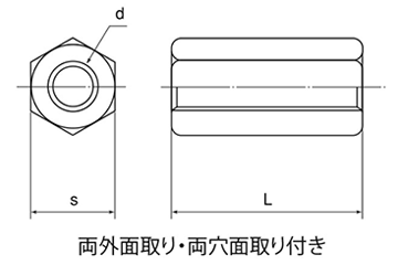 ステンレス SUS316L(A4) 高ナット (輸入品)の寸法図
