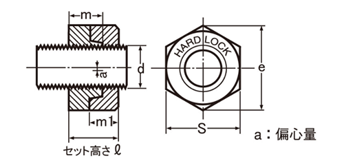 ステンレス SUS310S (耐熱鋼) ハードロックナット (標準型)(H-1)の寸法図