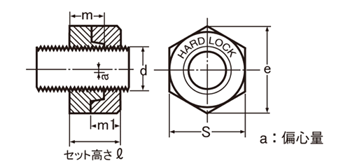 ステンレス SUS403 ハードロックナット (標準型)(H-1)の寸法図