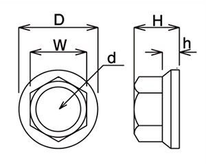 64チタン フランジナット(小型)(TIFN-S)の寸法図