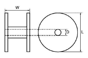 水本機械 チェーン巻き用空リール 大型タイプの寸法図