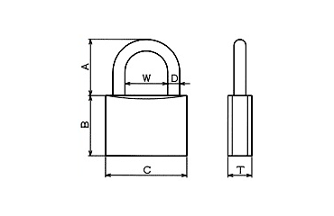 水本機械 真鍮製 南京錠の寸法図