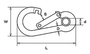 水本機械 ステンレス スナップフック (AE型)の寸法図