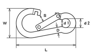 水本機械 ステンレス スナップフック (BE型)の寸法図