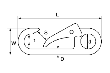 水本機械 ステンレス スナップフック DA型の寸法図
