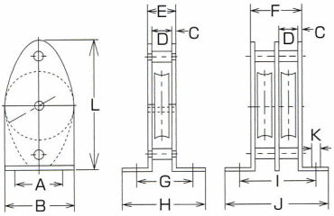 水本機械 ステンレス 固定ブロック 縦型の寸法図