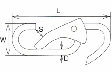 水本機械 ステンレス スナップフック WD型の寸法図