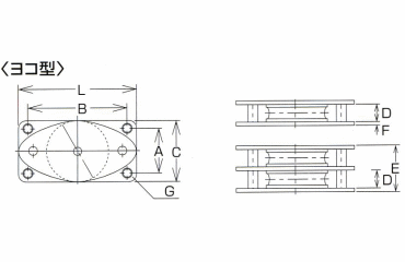 水本機械 ステンレス 固定ブロック 横型の寸法図