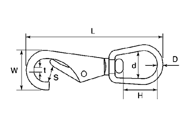 水本機械 ステンレス スイベルスナップの寸法図