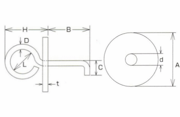 水本機械 ステンレス アンカープレート(コンクリート埋め込み用)の寸法図