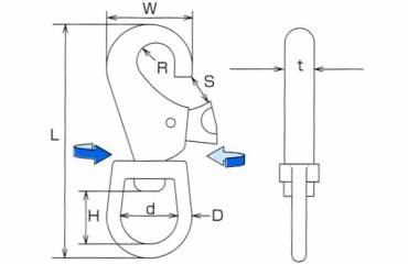 水本機械 ステンレス スイベルスナップ(AX)の寸法図
