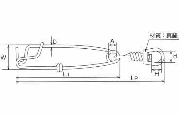 水本機械 ステンレス ブランチハンガー(BH)の寸法図