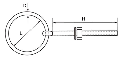 水本機械 ステンレス 丸カンボルト(インチ・ウイット)の寸法図