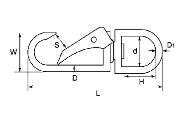 水本機械 ステンレス ナスカン スナップ(クローズ)の寸法図