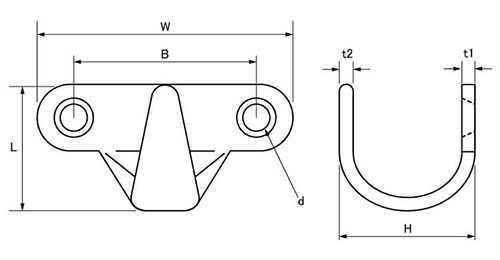 水本機械 ステンレス コートフック (CHF)の寸法図