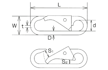 水本機械 ステンレス スナップフックCO型の寸法図