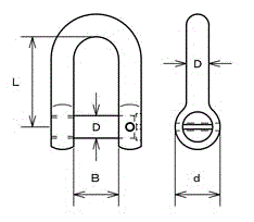 水本機械 ステンレス ピン止め沈みシャックル (CSP)の寸法図