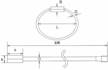 水本機械 ステンレス ワイヤーキャッチの寸法図