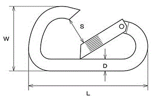 水本機械 ステンレス スナップフックDE型 (DE)の寸法図