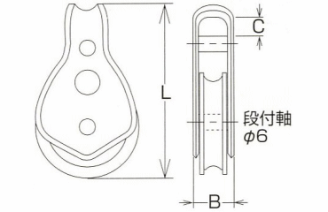 水本機械 ステンレス Fブロック(車輪デルリン)の寸法図