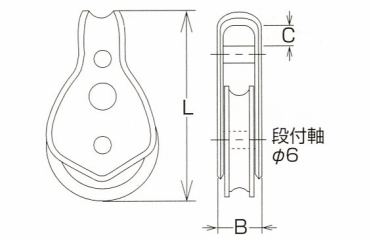水本機械 ステンレス Fブロック(車輪 ステンレス)の寸法図