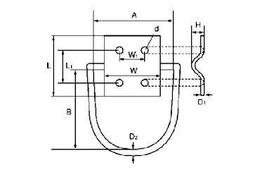 水本機械 ステンレス ハンガーユニット(D型)の寸法図