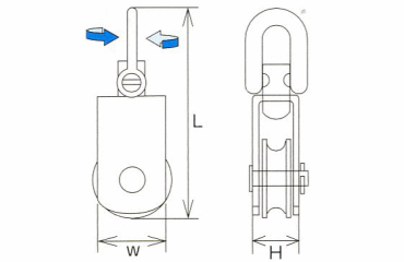 水本機械 ステンレス サンマブロック(沈みシャックルタイプ)の寸法図