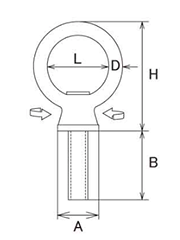 水本機械 ステンレス 回転アイボルト(ミリネジ)の寸法図