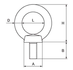 水本機械 ステンレス アイボルト(インチ・ウイット)の寸法図