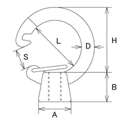 水本機械 ステンレス フックアイナットの寸法図