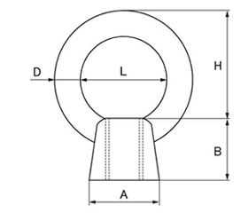 水本機械 ステンレス アイナット(インチ・ウイット)の寸法図