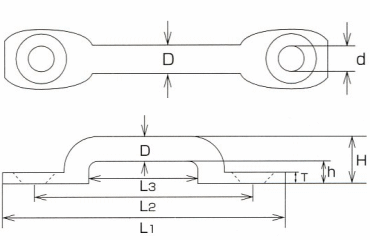 水本機械 ステンレス ローアイストラップの寸法図