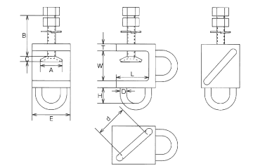 水本機械 ステンレス コの字クランプの寸法図