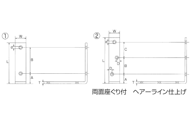 水本機械 ステンレス 金折 KLM型の寸法図