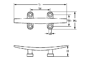 水本機械 ステンレス クリート(ローフラット型)の寸法図