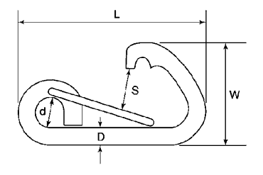 ミズモト品 ステンレス L型フックの寸法図