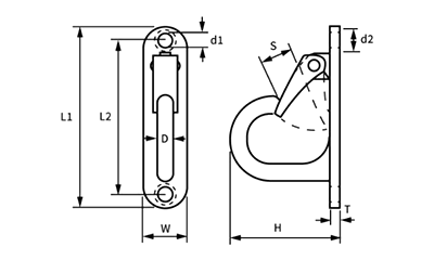 水本機械 ステンレス ラブフック (曲面用)(LOV)の寸法図