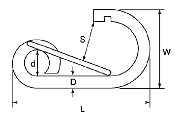 ミズモト品 ステンレス R型フックの寸法図